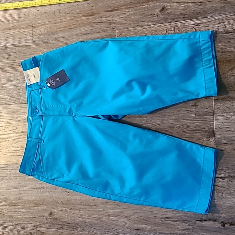 ST. JOHN'S BAY BRAND WOMEN'S PETITE TURQUOISE CAPRIS SIZE 12P